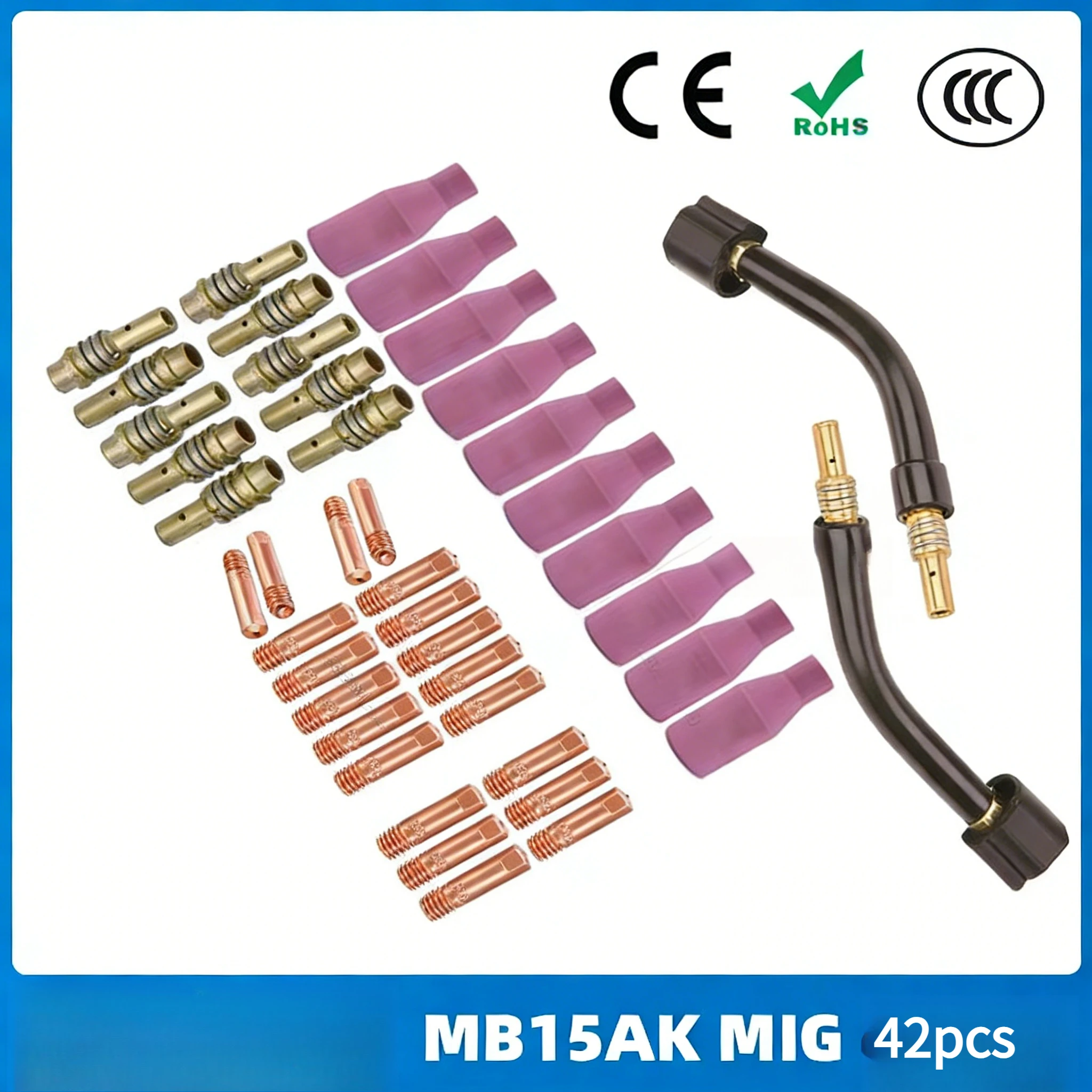 

MB15AK protective nozzle MIG gas shielded MB15 welding gun accessories conductive nozzle protective nozzle 42PCS