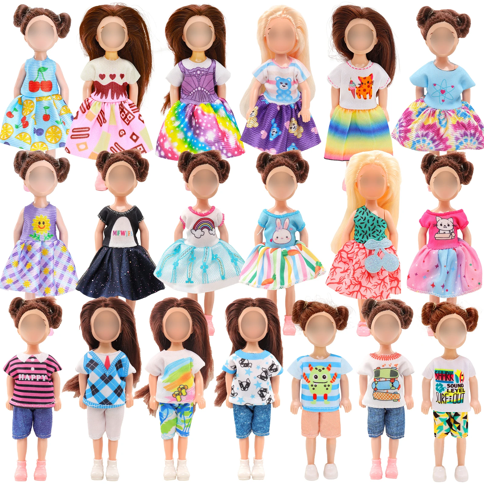 Barwa 23 Pcs For Chelsea Doll Clothes Accessories 6 Set Dresses 4 Tops and Pants 13 Accessories For 5.3 inch Doll