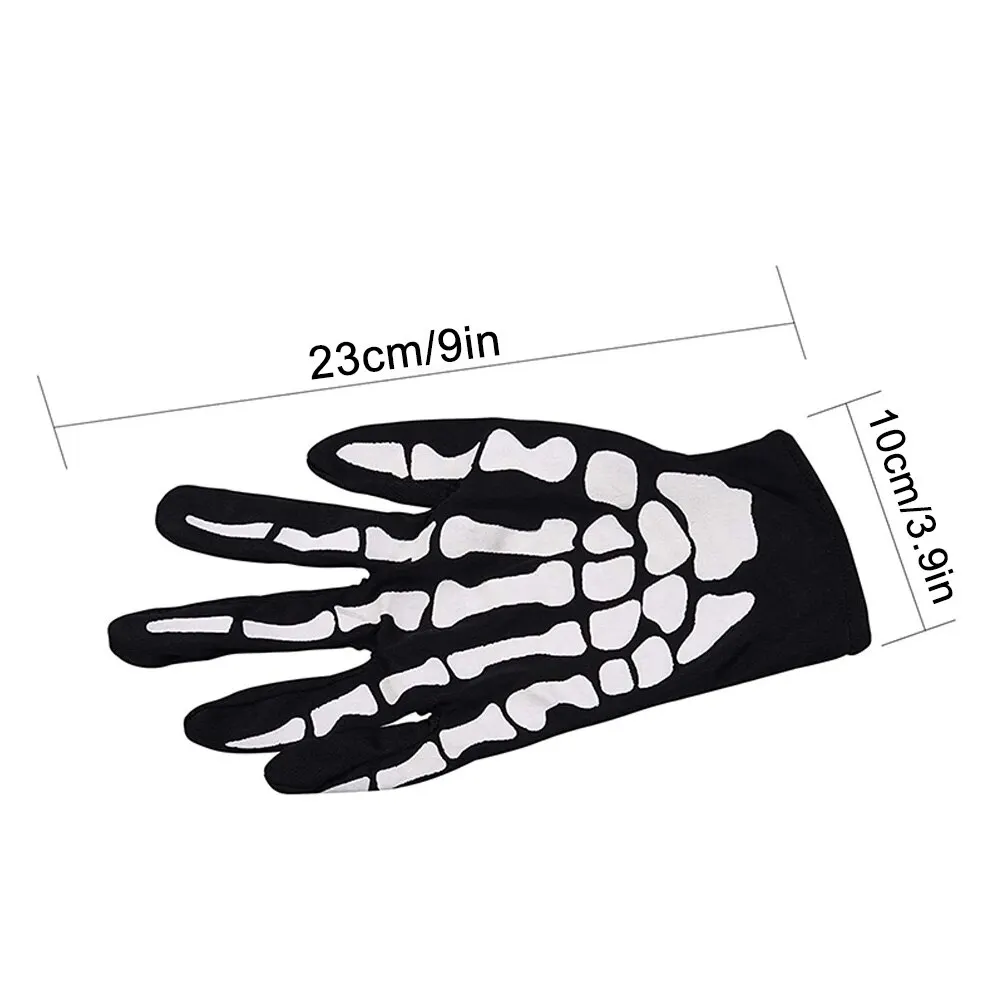 Halloween Skull Gloves Lightweight Full Finger Skeleton Cycling Gloves Costume Cosplay Equipment Accessories for Men Women Kids