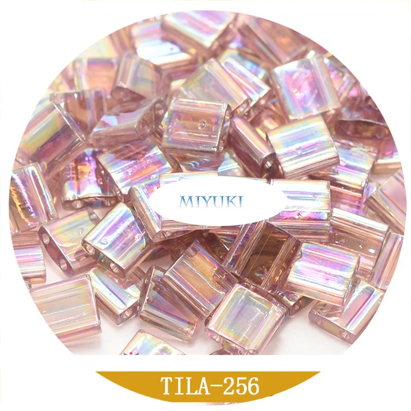 Japan Original Tila Beads 5*5*1.2mm  Miyuki  Square Diplopore Beads Transparent Series Beads For Glass Jewelry