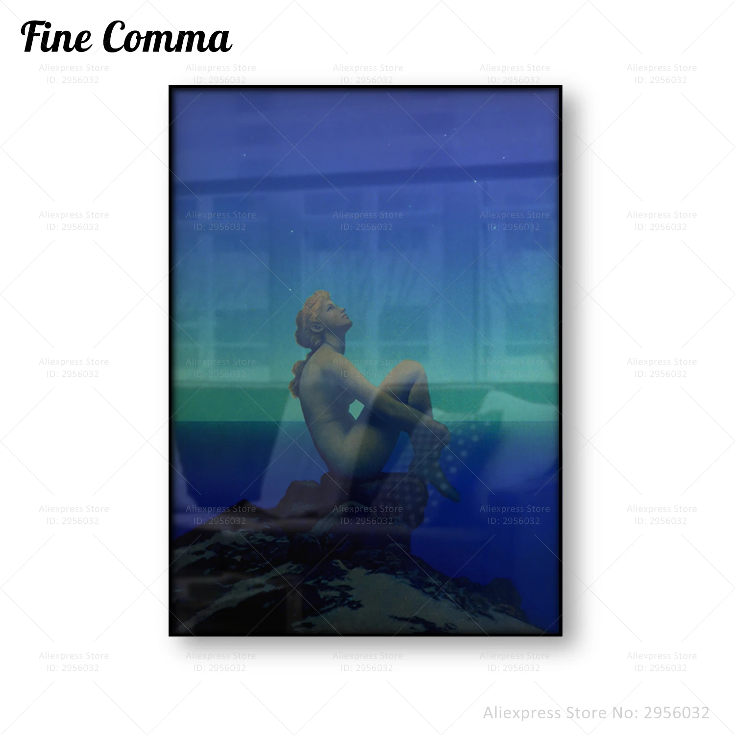 Stars Maxfield Parrish Vintage Poster Antique Painting Wall Art Canvas Print Blue Sky Ocean Celestial Art Nouveau Home Decor