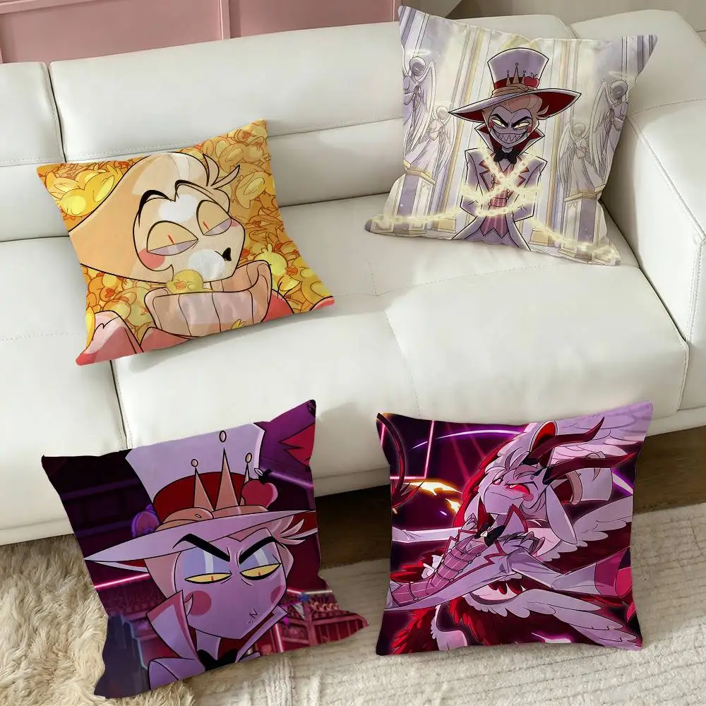 Hazbin Hotel Lucifer-rr  Square Double-Sided printed Pillow Case Bedroom Bedside Pillow Sofa Cushion Cover