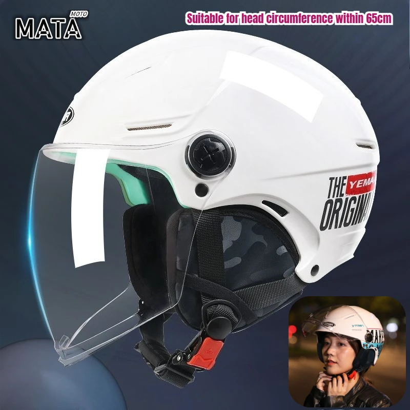 

Motorcycle Half Helmet Electric Bike/motorcycle Dual Lens Sunshade Safety Helmet for Winter Warmth and Ear Protection 65CM
