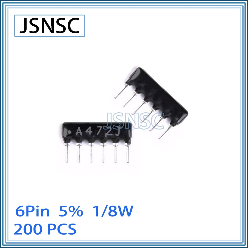 JSNSC 200PCS 6Pin A221J A511J A561J A102J A472J A103J A474J 330R 1K 2K 10K 20K 22K 47K 51K 100K OHM DIP Network Resistor Array