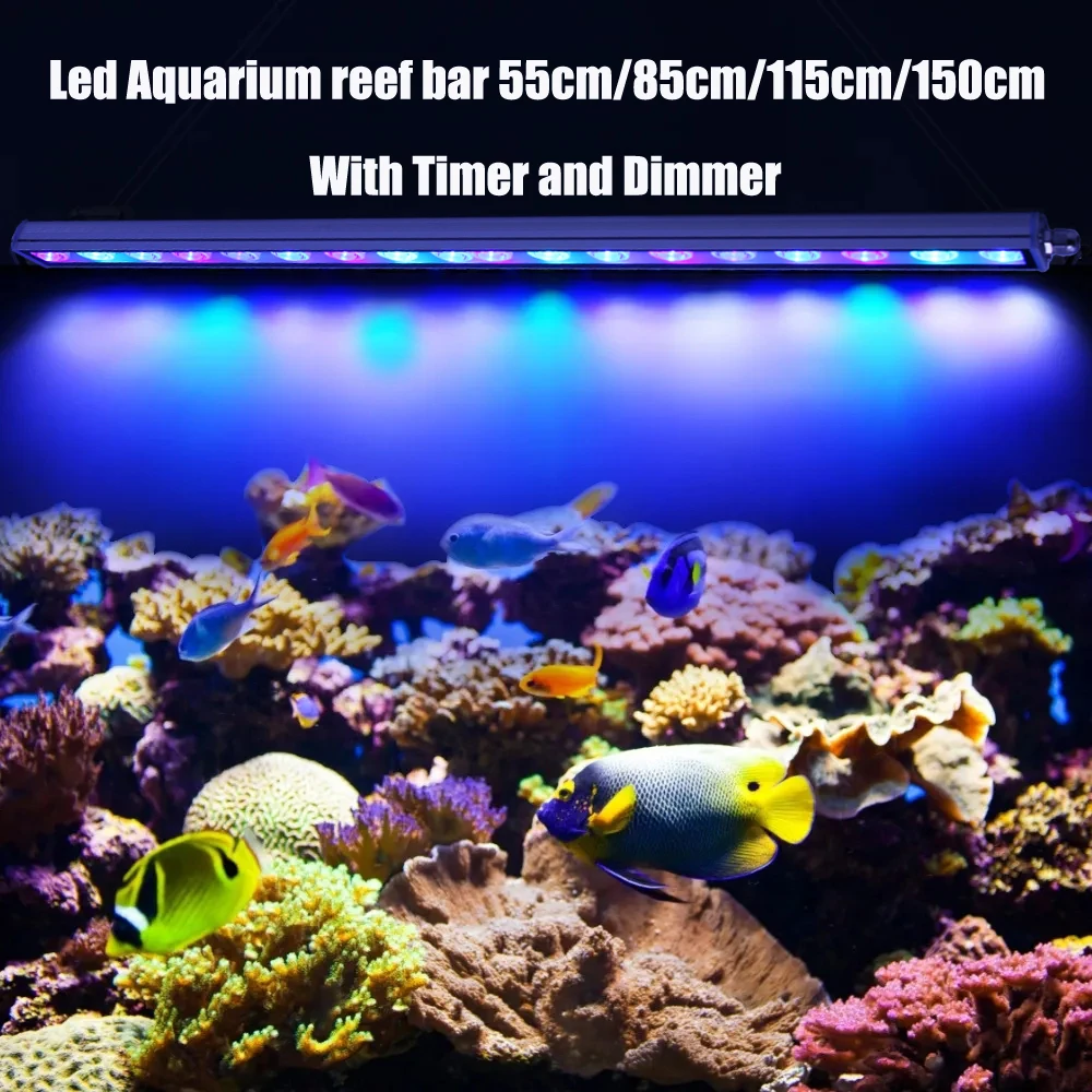 

Marine Aquarium Light 60/90/120cm OR blue plus full spectrum fish plants tank dimmable timer IP65 waterproof aqurium reef bar