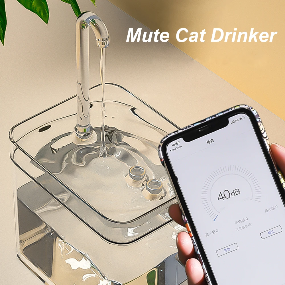 Cat Water Dispenser Fountain Auto Filter Transparent PET USB Prevents Dry Burning Electric Mute Recirculate Filtering Drinker