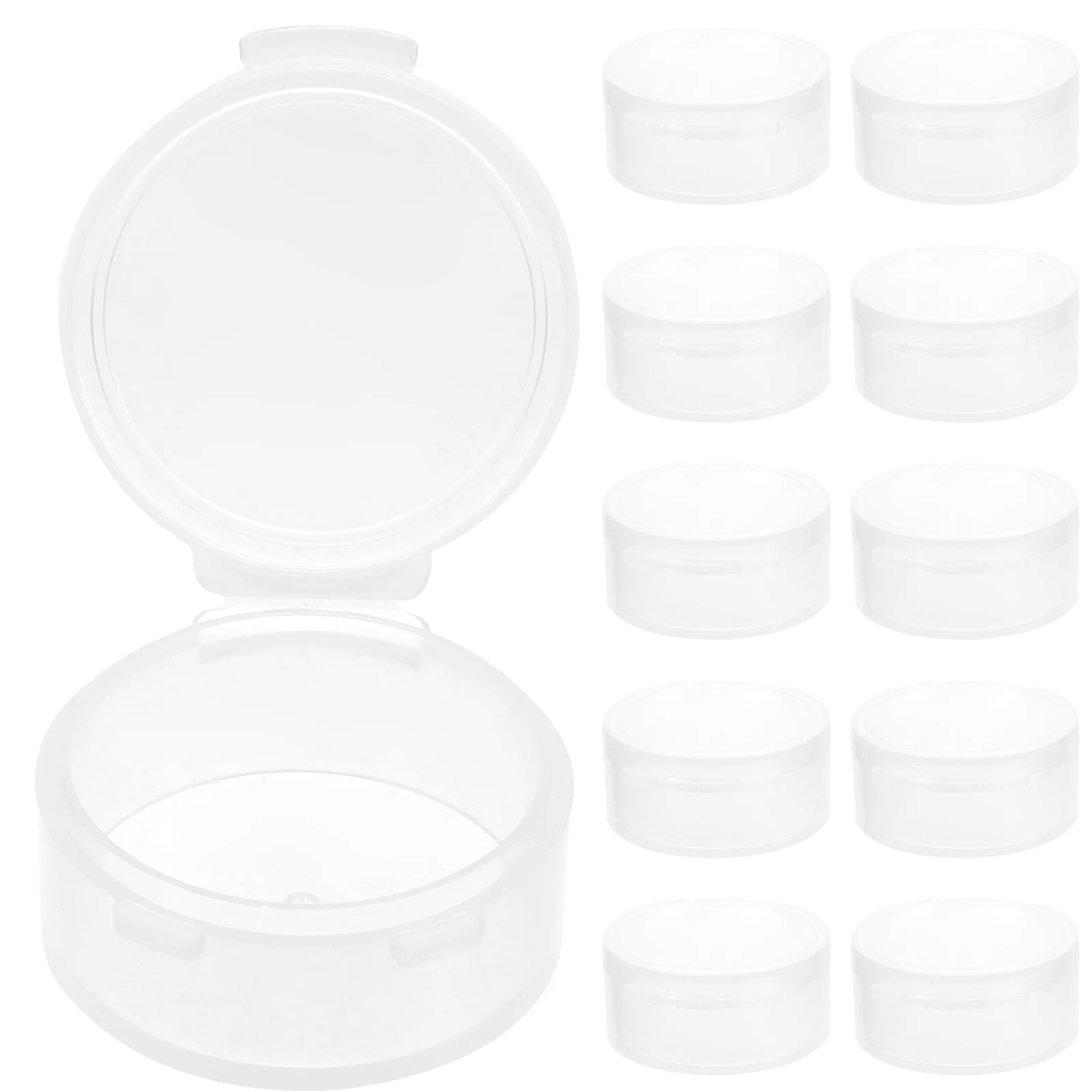 10 Pcs Transparent Round Storage Container Plastic Storage Container With with for Cordless Earplugs