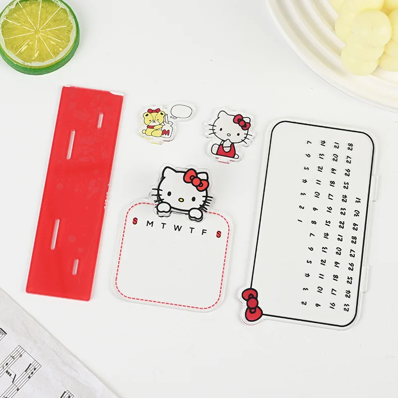 Hello Kitty Acrylic Calendar New Sanrio Cute Time Planning Board Recycling Reusable Erasable Desktop Calendars Ornament Gifts