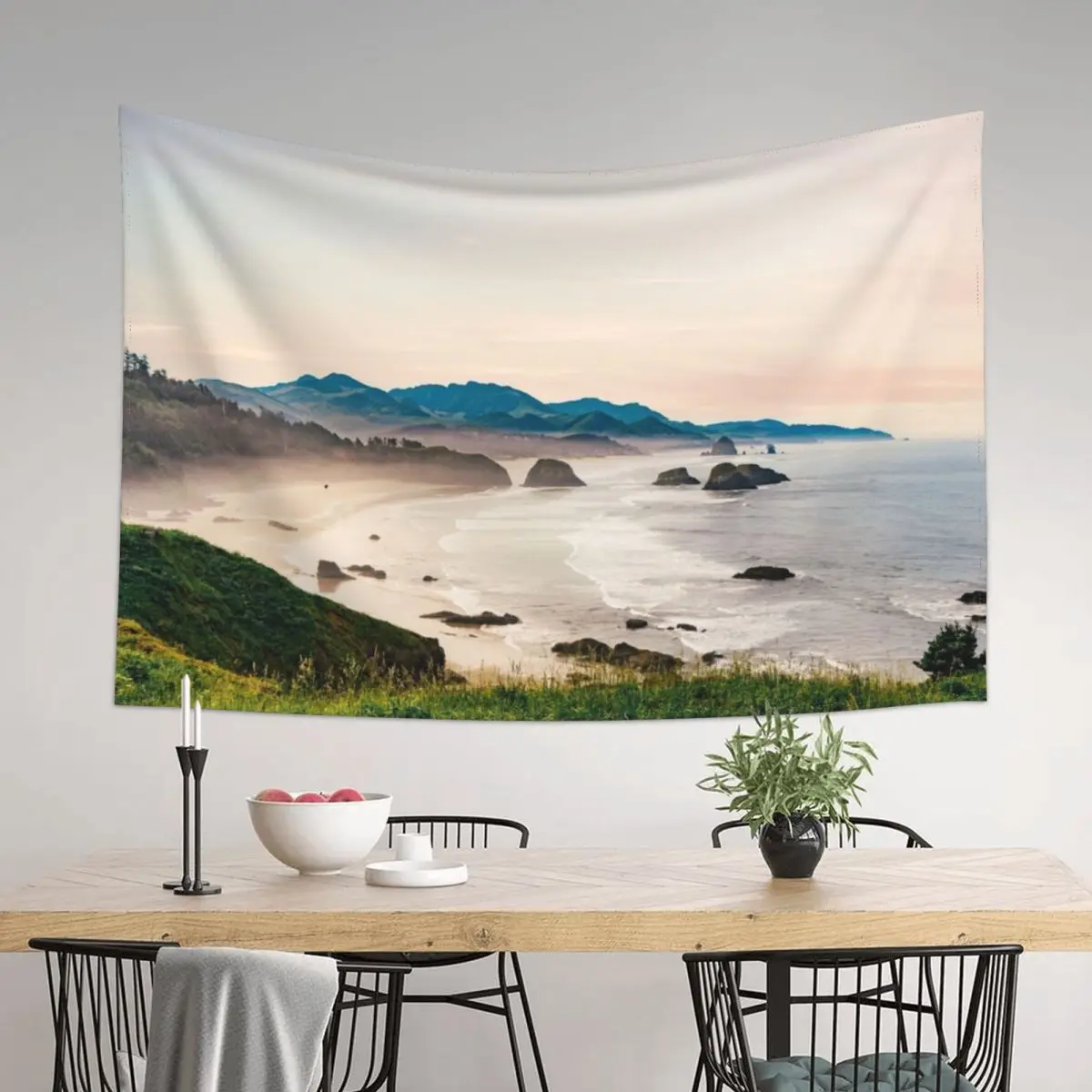 

Oregon Coast Views-PNW-Cannon BEach Sunset Tapestry Decor Home Living Room Decoration Bathroom Decor Cute Decor Tapestry