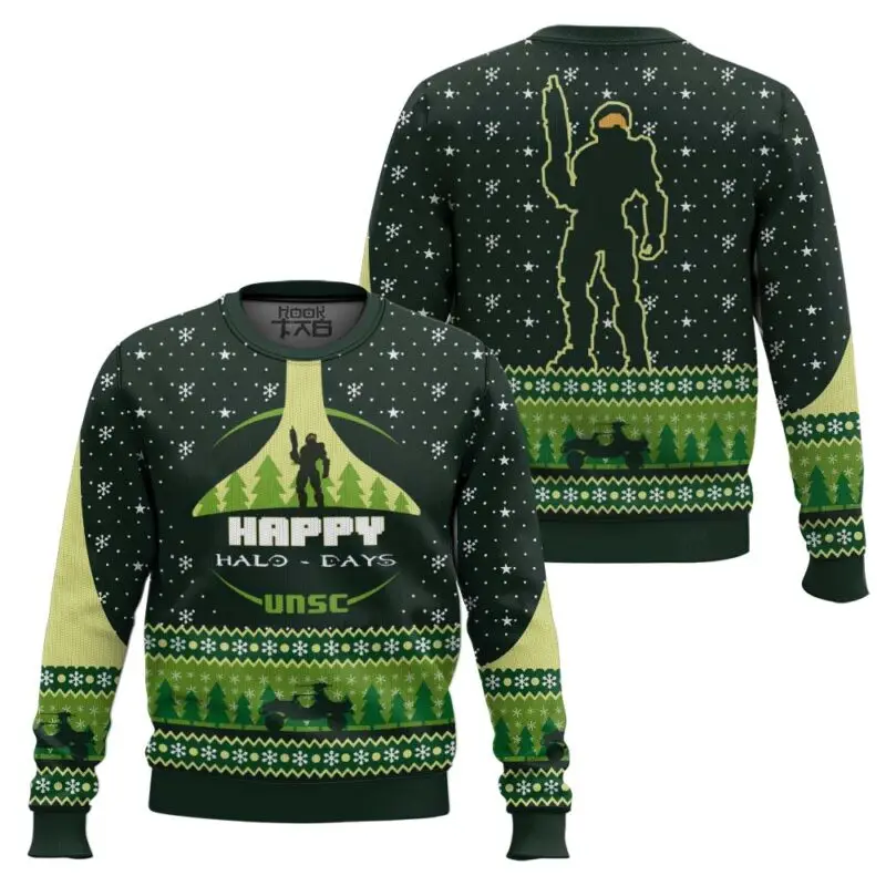 

Christmas Ugly Sweater Creative Halo Series Classic Military Green Pixel Style Sci Fi Indoor Gathering And Festival Activities