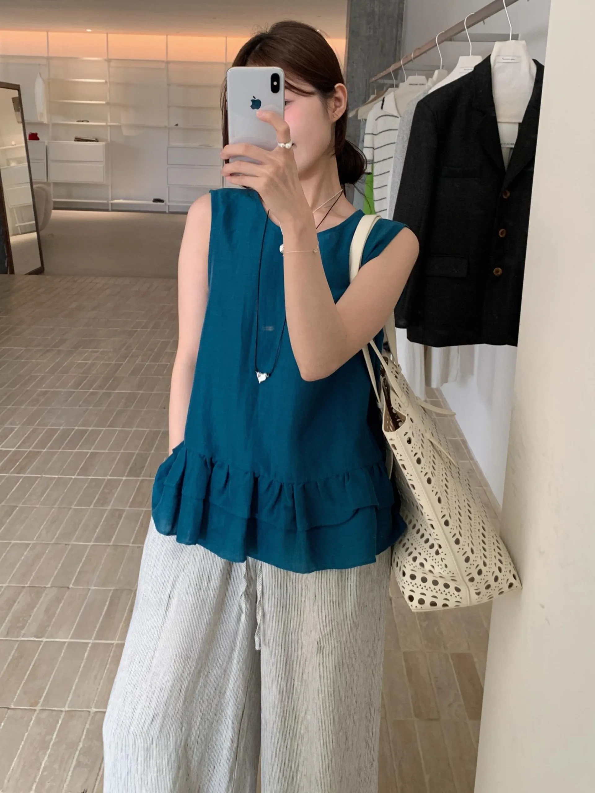 

Retro Sle Spliced Double Layer Ruffle Svel Top Women's Summer New Loose Fit Versatile Svel irt