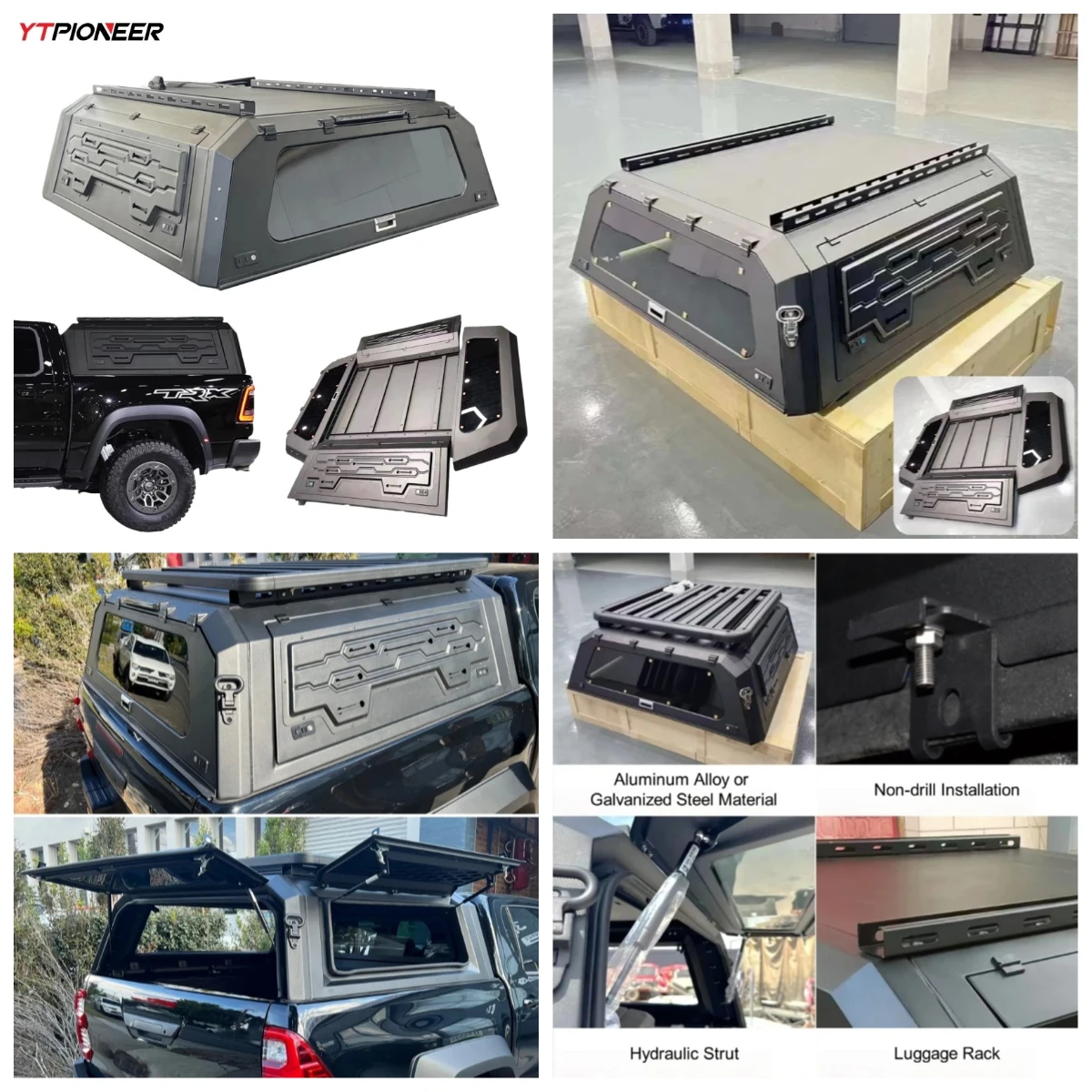 

2023 2025 2026 5th Gen Ram 1500 2500 3500 4x4 6'4 Foot Bed Caps Topper Aluminum Camper Shell Truck Canopy