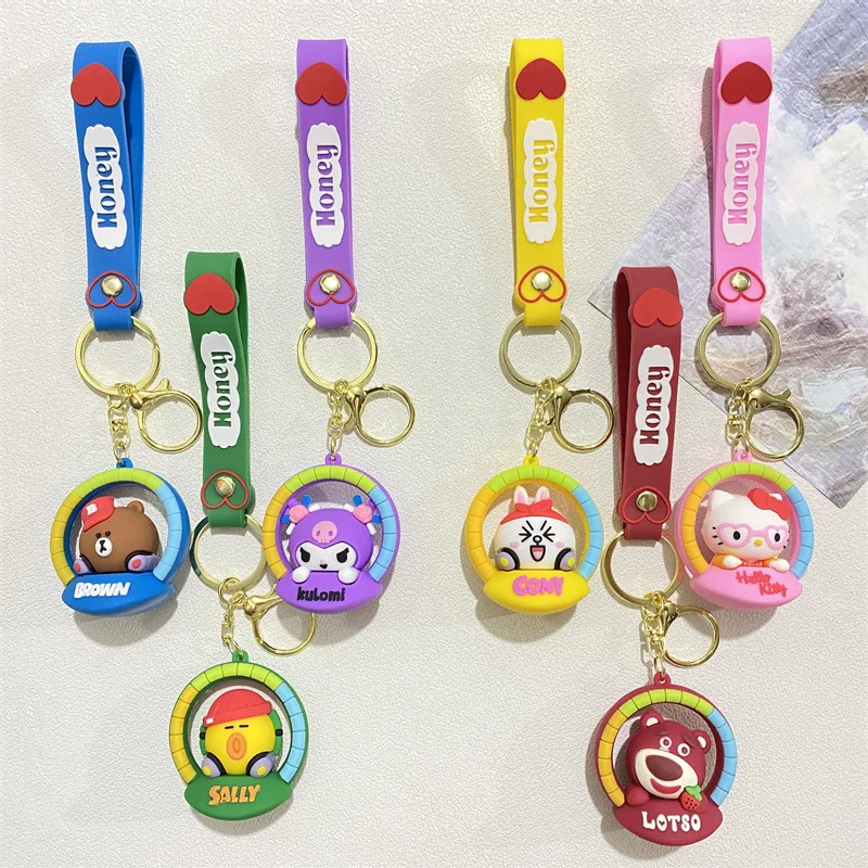 

MINISO Cute Cartoon Sanrio Charm Kuromiha Hello Kitty Keychain Couple Student Backpack Car Key Decoration Children Party Gift