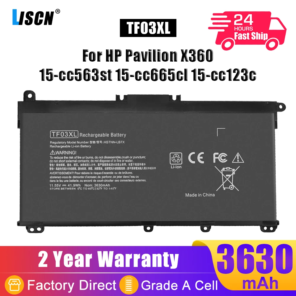 

LISCN TF03XL Laptop Battery For HP Pavilion 15-CC665CL 15-CD040WM 15-CC123CL HSTNN-UB7J 14-CD1055CL 14-CD1021LA TPN-Q188 Q189