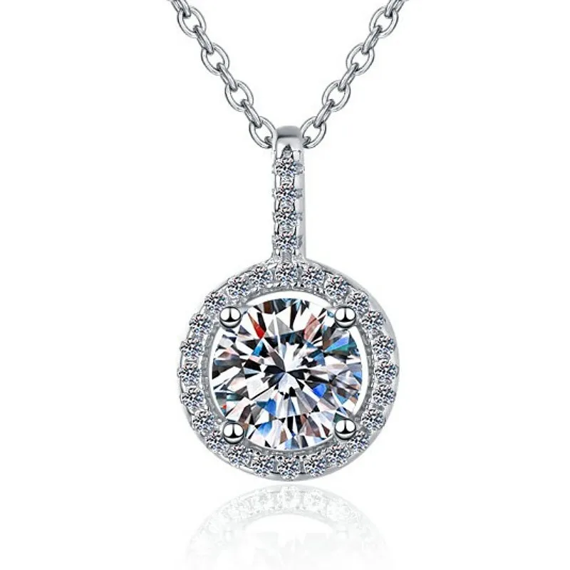 

HK0065 Lefei модные модные роскошные 1CT классические муассанитовые простые круглые ожерелья для очаровательных женщин s925 серебро вечерние ювелирные изделия подарки
