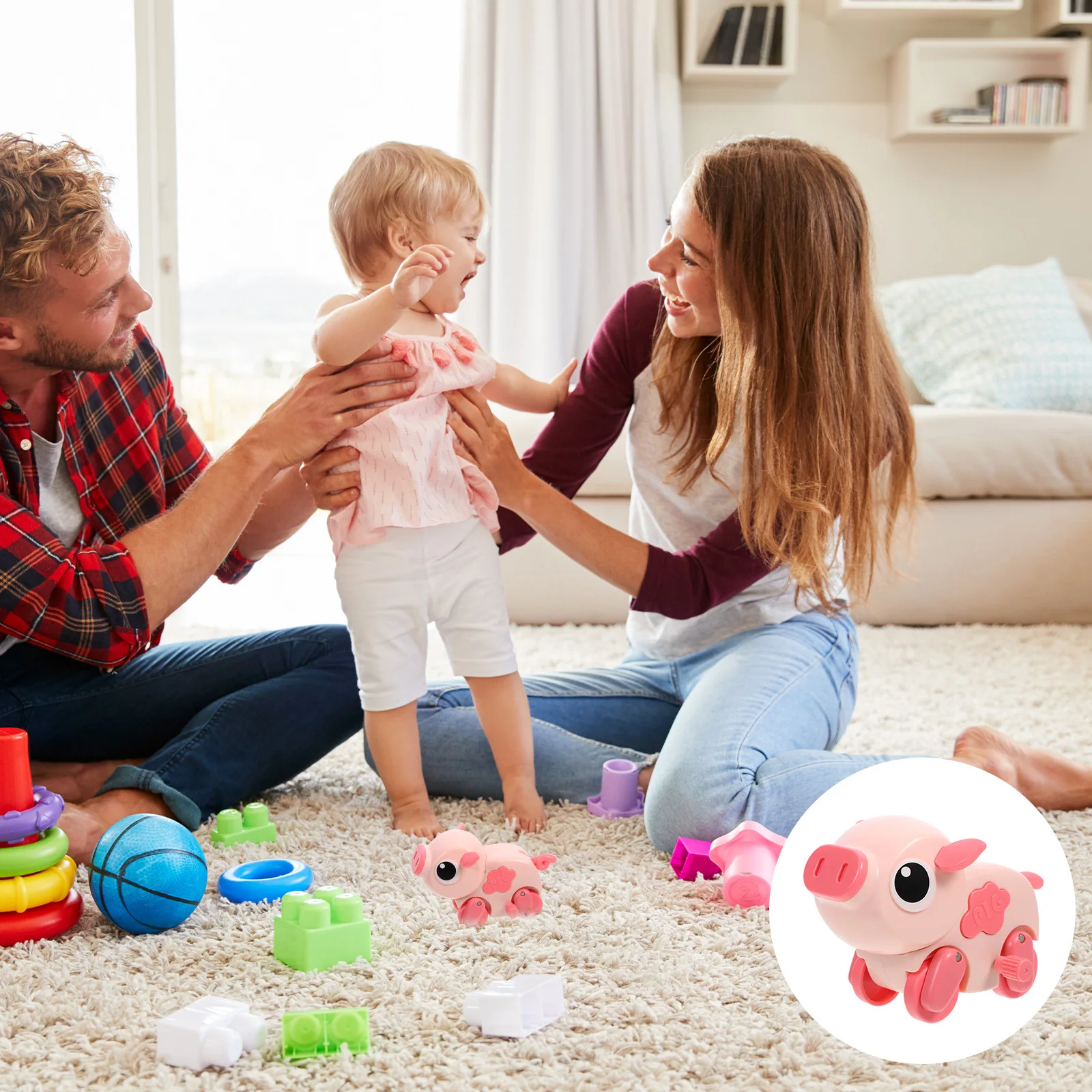 

Clockwork Animal Wind Up Pig Plaything Vibrant Crawling Gift Party Favor for Kids Baby Coordination Motor Skill Development