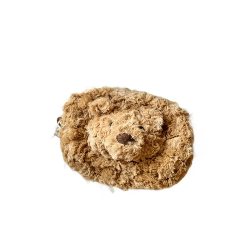 ふわふわのクマの形をしたぬいぐるみバッグ、女性用クロスボディショルダーバッグ、かわいいソフトハンドバッグ、女の子のデイリーカジュアルパーティーギフト、ボルサプラッシュ