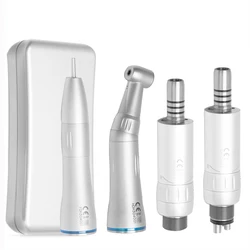 Dental Low Speed Handpiece Kit Air Turbine Straight Contra Angle Push Button Air Motor Inner Water Spray 2/4Holes