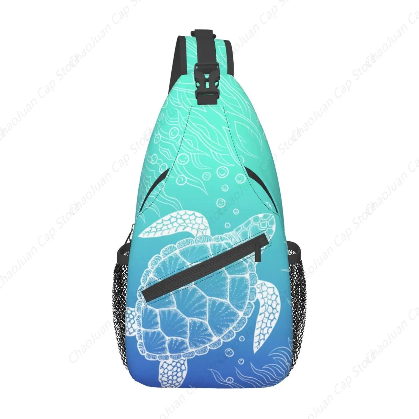

Line Art Style Sea Turtle Print Unisex Crossbody Sling Backpack | Ocean Animal Underwater World Outdoor Sports Daypack