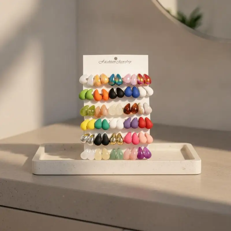Water Droplet Earring Set Colorful Lightweight Hypoallergenic Jewelry for Women Wedding Bridesmaid Accessory