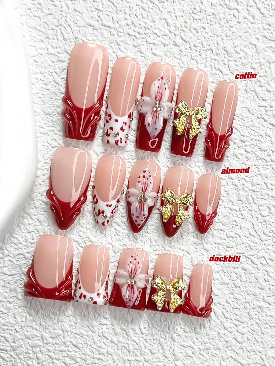 

10pcs Romantic Wedding Nail Art Set, White Pressed Flower Nail Stickers, White Mini Faux Pearls Decor, Ballet-Inspired Light Pin