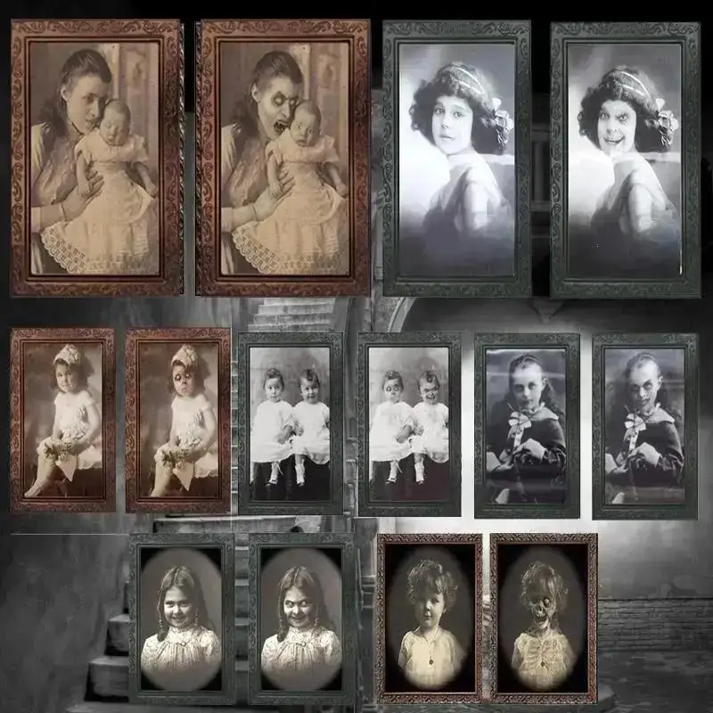 2026 3D Changing Face Ghost Picture Frame Halloween Horror Craft Supplies Haunted House Party Decor Halloween Decoration Prop