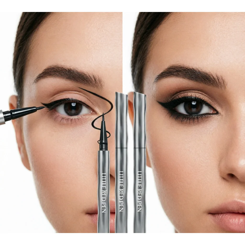 Ultra Thin Tip Liquid Eyeliner Waterproof Smudge Proof Long Stay Black Eyeliner Pen Easy to Use Beginner Eye Makeup Tools