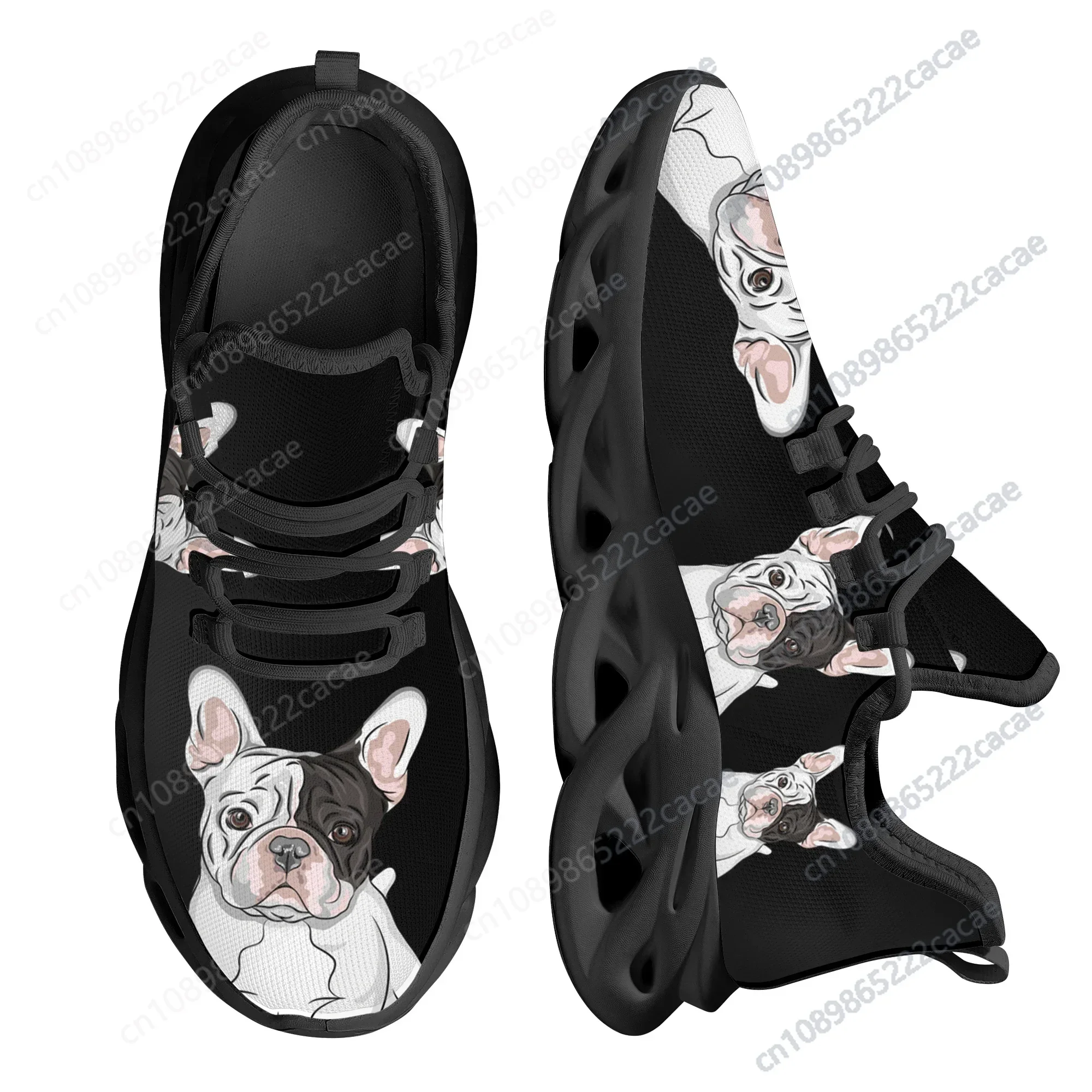 

French Bull Terrier Platform Sneakers Black Knitted Casual Shoes For Female Bulldog Designer Blade Shoes Zapatos Hot