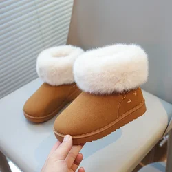 Kids Winter Boots for Boys Girls Unisex Children Ankle Thermal Boots Thick Plush Fluffy Warm 2024 Autumn Winter Girls Flock Shoe