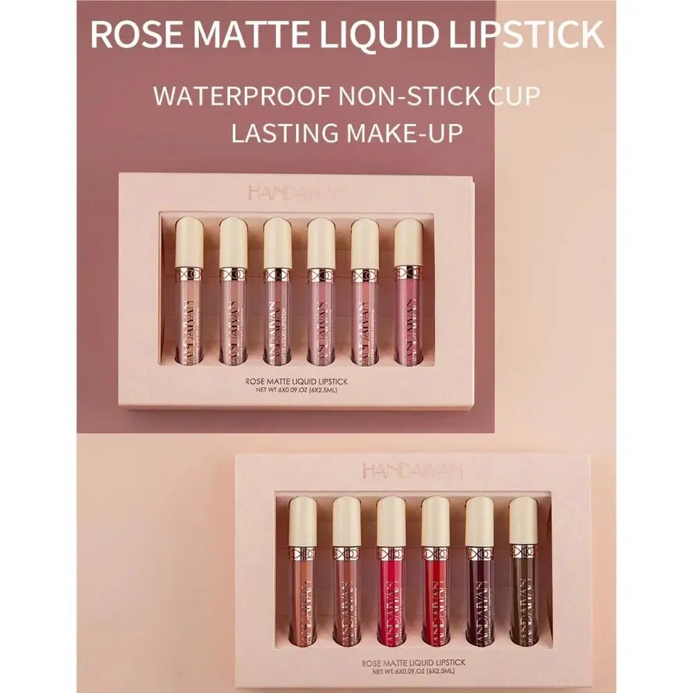 HANDAIYAN ベルベットマットリップスティックセット 6色 防水 長持ち リップグロス クルエルティフリー ヴィーガン ビューティーギフト 女性向け