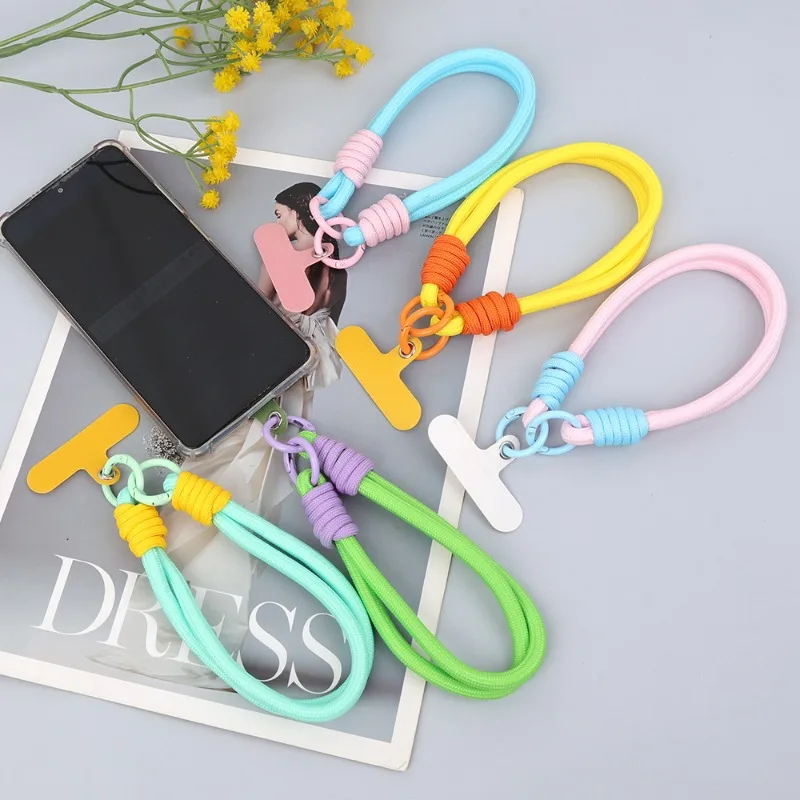 Phone Lanyard Universal Color-coded Hand Woven Wrist Strap Short Mobile Phone Rope Chain Lanyard for IPhone Xiaomi Samsung Vivo