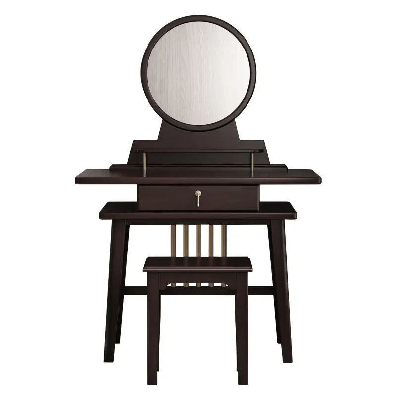 

New Chinese Style Solid Wood Dresser with Mirror Dressing Stool Makeup Table Master Bedroom Dresser