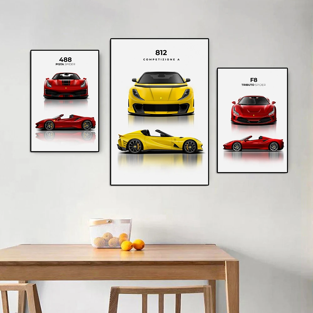 Abstract Supercar F8 Canvas Painting Luxury Sports Car Wall Art Poster And Print Racing Club Mural Living Room Home Decoration