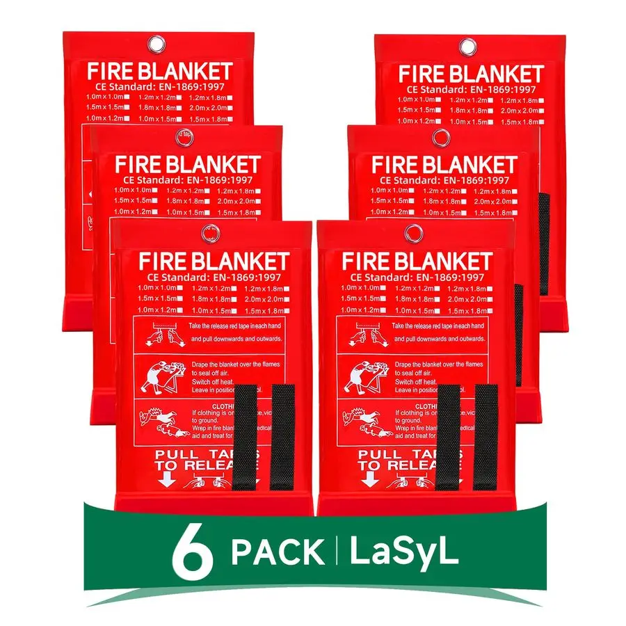 بطانية الطوارئ للمنزل، 40 × 40 عبوة من 6 قطع، بطانية قمع الحريق جيدة للسلامة المنزلية والمطبخ والتخييم، الإعصار بريبا #1
