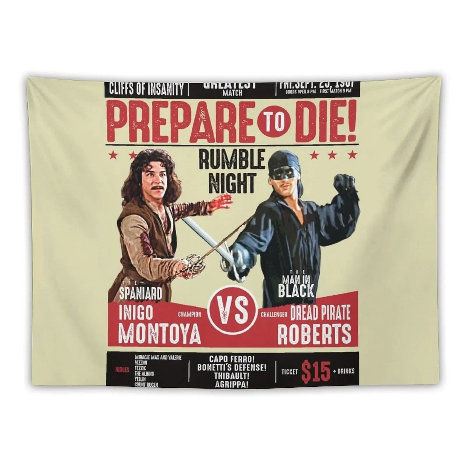 Inigo Montoya vs Dread Pirate Roberts Fencing Poster Tapestry Wall Deco Bedroom Decor Aesthetic Tapestry