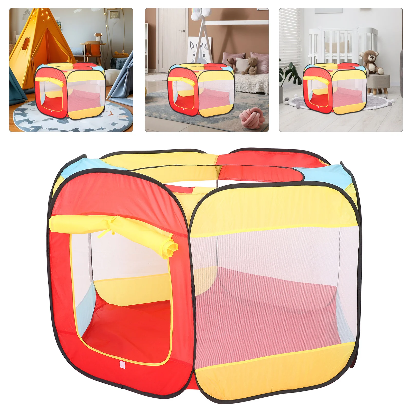 

Breathable Foldable Play Tent for Kids - Pop Up Indoor Outdoor Playhouse with Ball Pit Reinforced Structure for Toddler Active