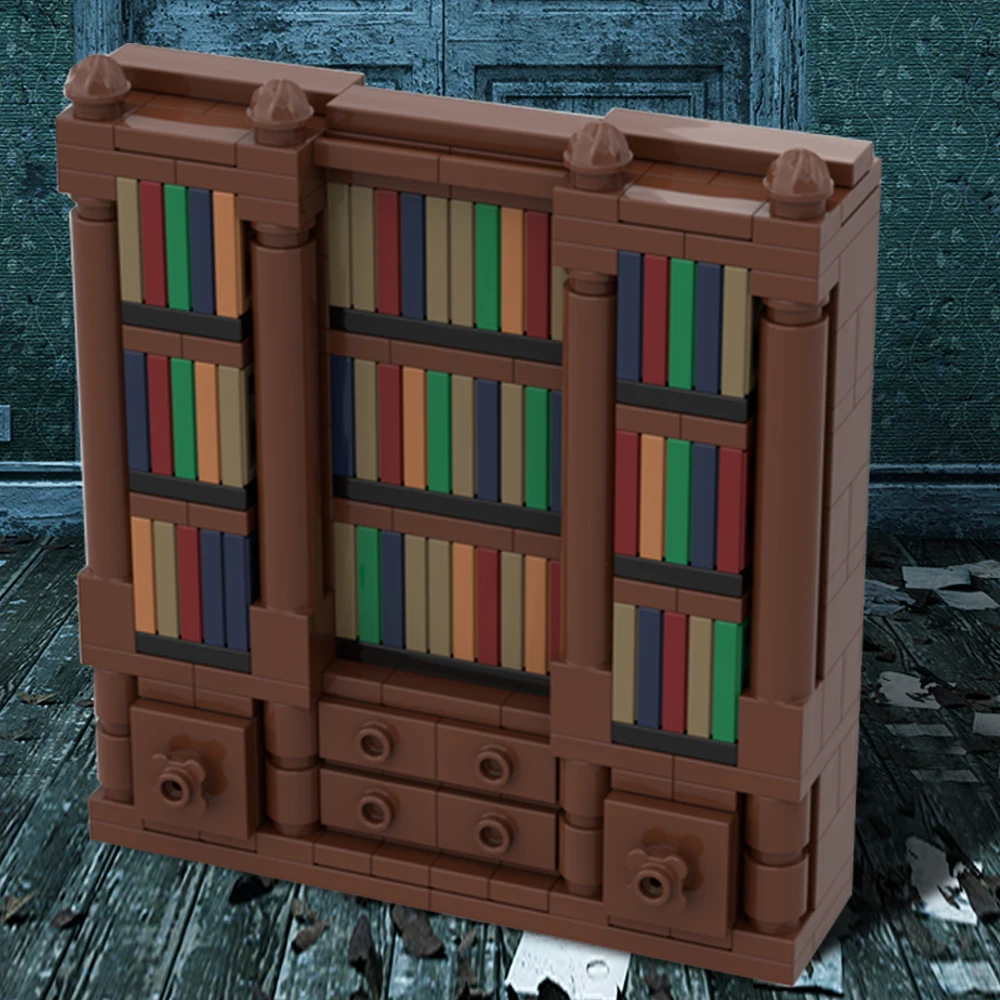 Gobricks MOC الإبداع رف كتب ألعاب مكعبات البناء للمكتبة والدراسة منزل الملحقات لتقوم بها بنفسك مشاهد الطوب الأطفال هدية