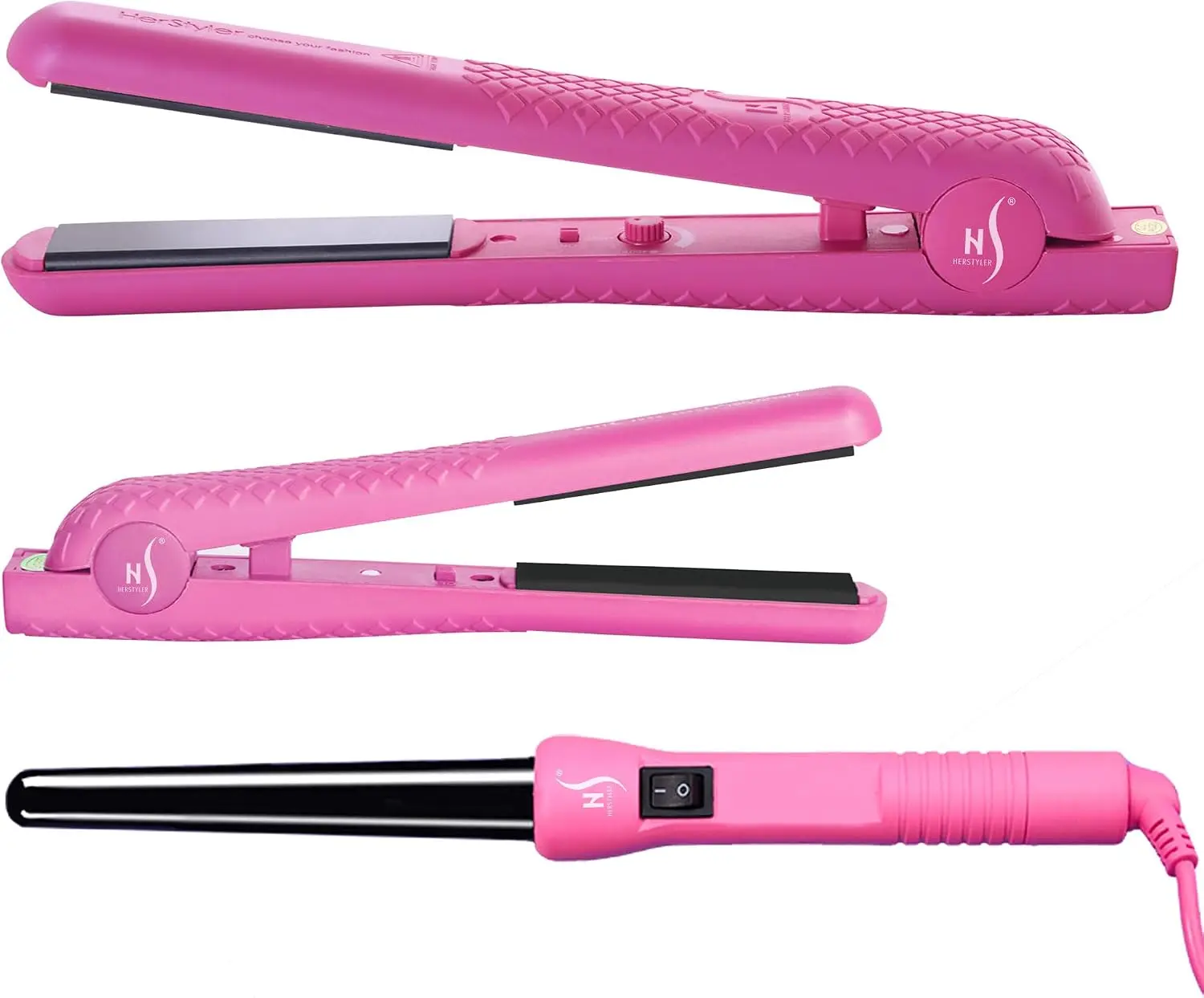 Mini Flat Iron & Curling Iron Set - Ceramic, Dual Voltage, Travel-Friendly for All Hair Types
