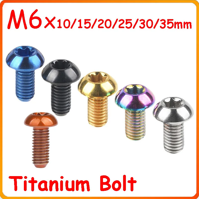 

M6 Titanium Ti Bolt 10 15 20 25 30 35mm Torx Head DIY Modification Fixed Bolt For Bike Bicycle Kettle Rack Disc Brake Disc