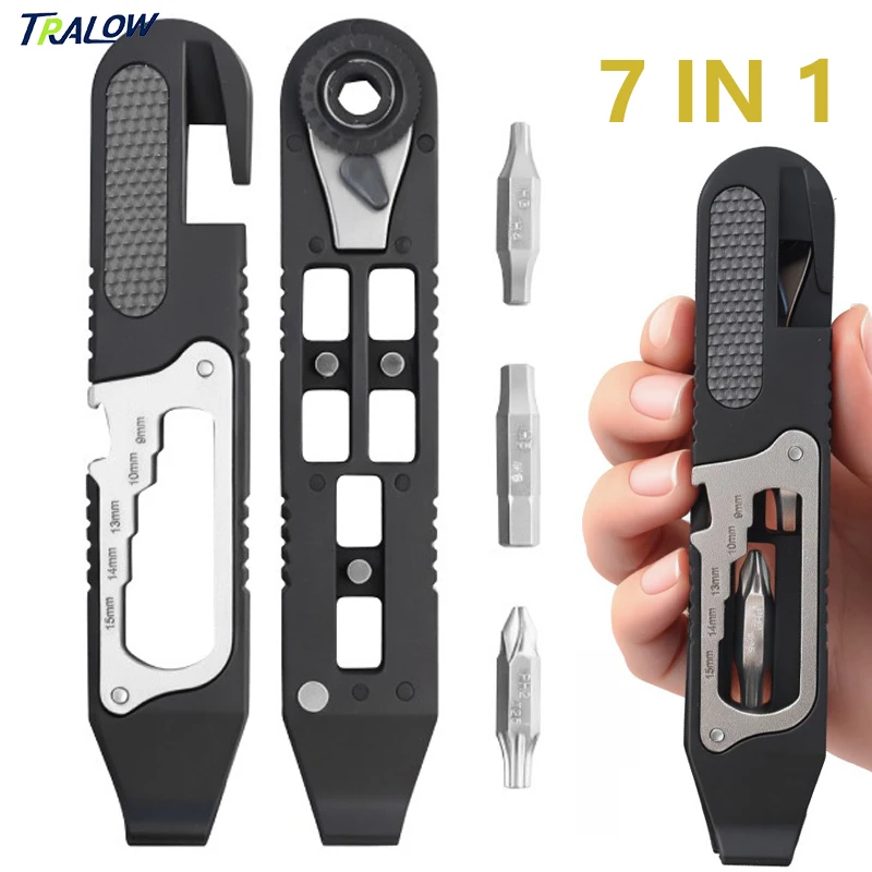 

Многофункциональный набор инструментов TRALOW для ремонта велосипедов: портативный комплект с трещоточным ключом, шестигранными ключами и монтажными лопатками для обслуживания горных и шоссейных велосипедов