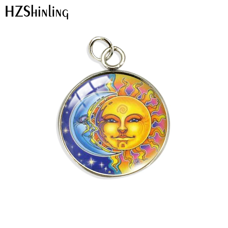 2023 New Fashion Yin Yang Tree Sun Moon Landscape Jewelry Round Glass Dome Pendant Handmade 14mm 20mm Charms Pendants