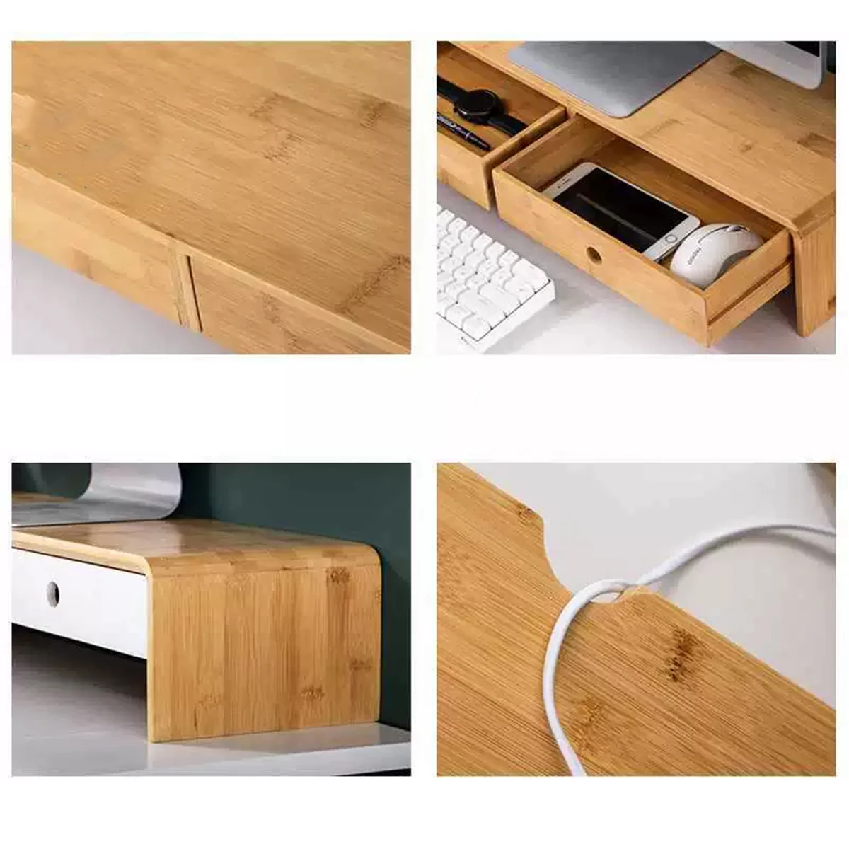 Bamboo Monitor Stand Riser wit - Laptop Stand Bamboo 评论和价格