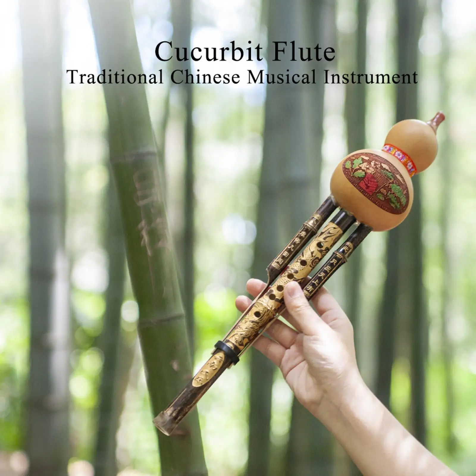 Bamboo Hulusi Traditional Musical Instrument Gourd Flute Cucurbit for Gifts