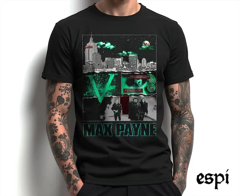 Camiseta Max Payne - "Valkyr" |   Neo-Noir |   Roupas unissex |   Camisa Gritty Gamer Apparel