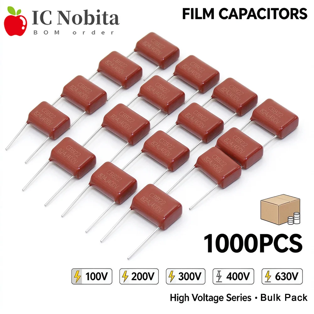 1000PCS 100V 250V 400V 630V CBB Polypropylene Film Capacitor 102 103 104 105 154 221 223 224 225 332 333 334 474 472 562
