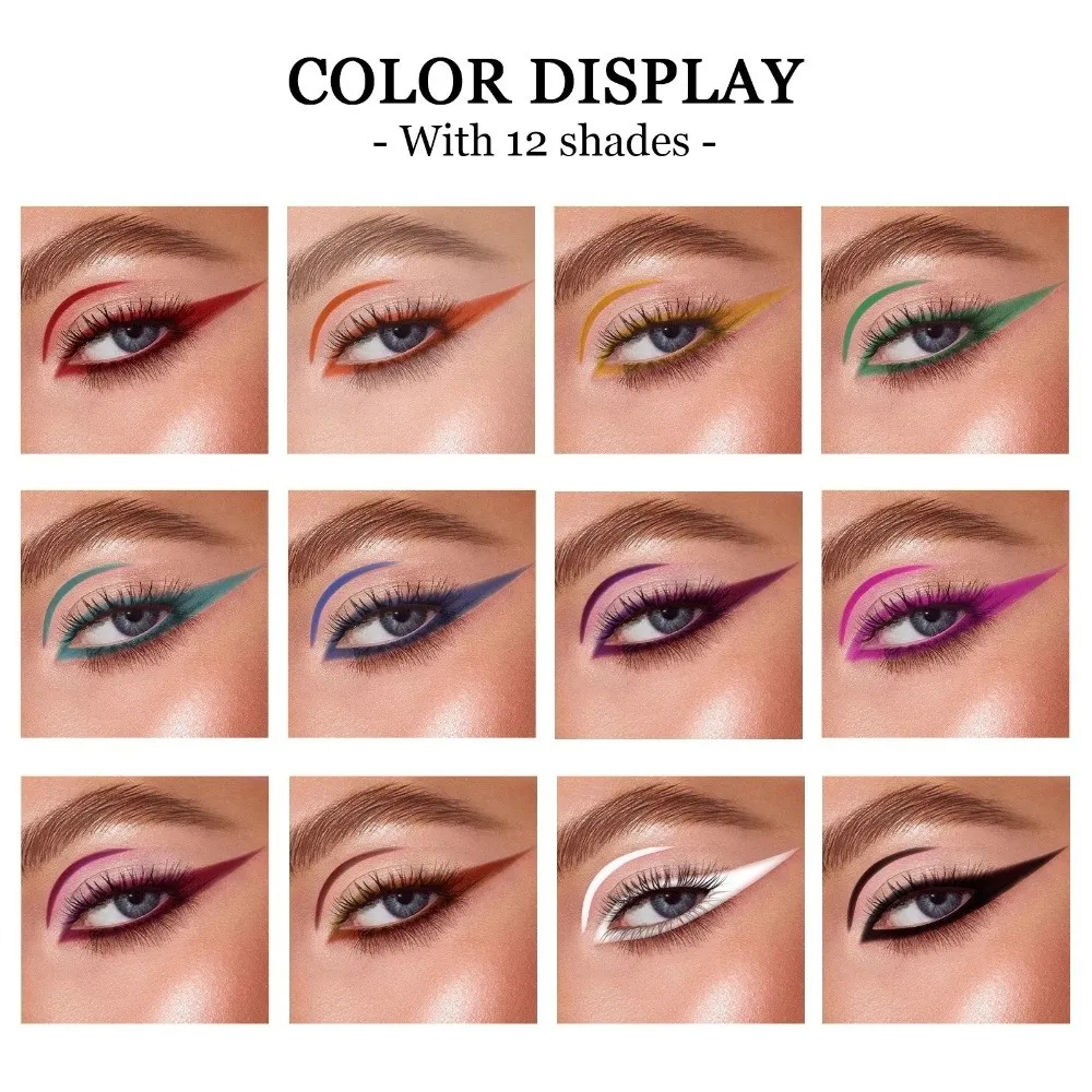 12 Colors Set Precision Tip Matte Liquid Eyeliner Smudgeproof Easy Application Colorful Eyeliner Pencil Neon Colors view 2