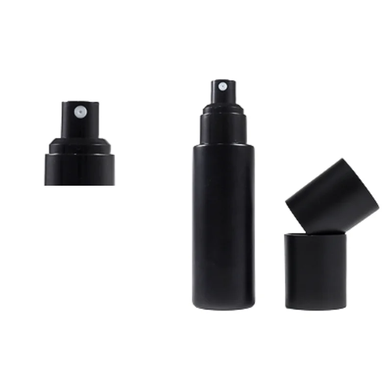 10Pcs Empty Bottle Plastic Cover Black Glass Lotion Spray Press Pump 1oz 2oz 30ml60ml100ml Refillable Cosmetic Packaging Bottles