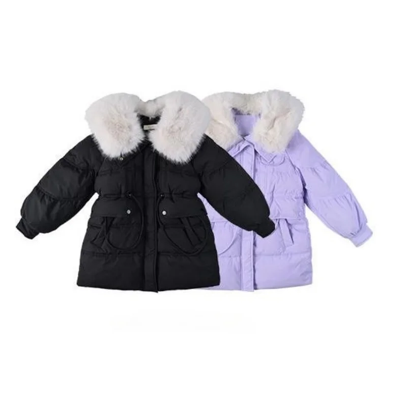 Girls Down Coat Jacket Cotton Windbreak Snowsuit 2023 Furs Warm Thicken Winter Parka Outerwear Children\'s Clothing