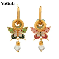 Fashion Jewelry Luxury Temperament Metal Colorful Butterfly Earrings For Girl Women Gifts Delicate Design Ear Accessories