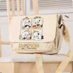 Anime Genshin Impact Paimon School Bag Fashion Leisure Teenagers Student Messenger Handbag